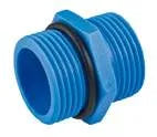 DN 1/2 inch double nipple PP blue hexagon 1/2 inch external thread