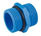 DN 1/2 inch double nipple PP blue hexagon 1/2 inch external thread