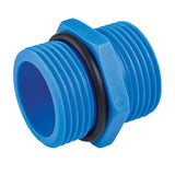 DN 3/4 Zoll Doppelnippel PP blau Sechskant 3/4 Zoll Aussengewinde
