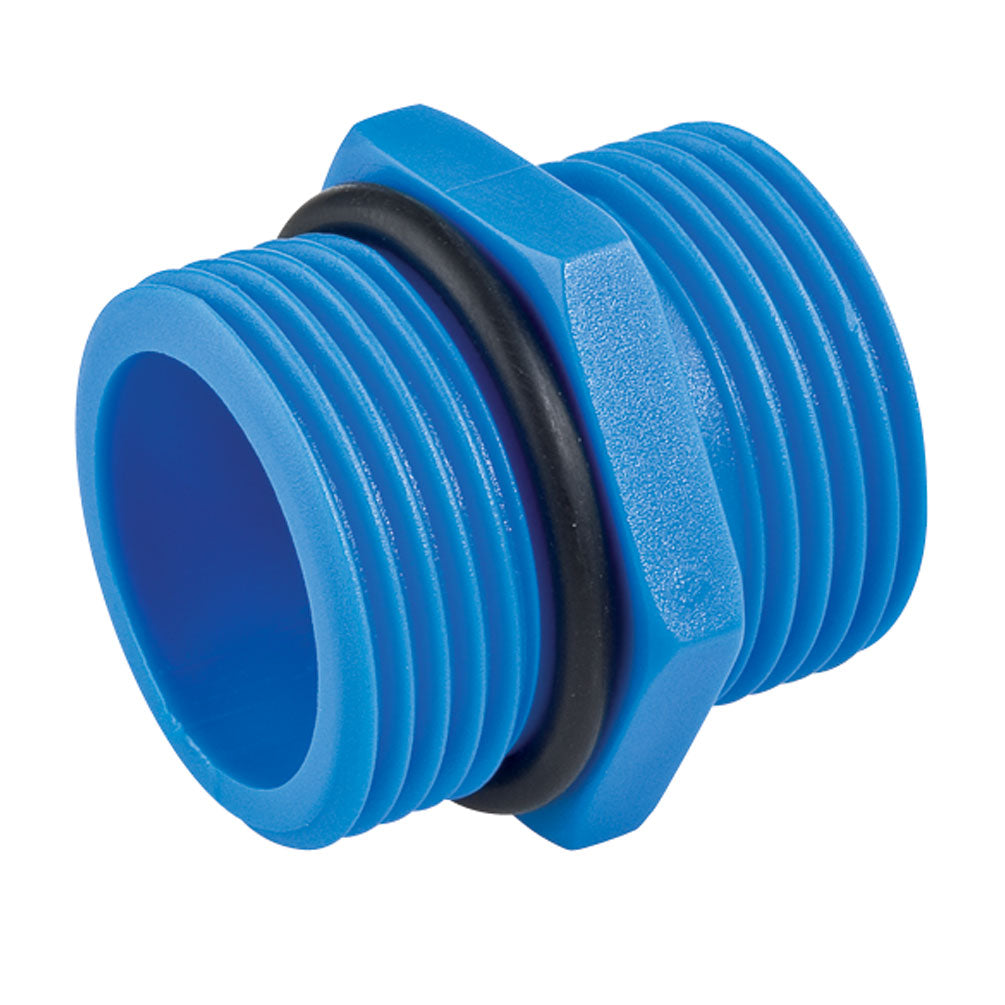DN 3/4 inch double nipple PP blue hexagon 3/4 inch external thread