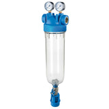 DP S M 10 Mono 3/4" OT TS - Einzelfiltergehäuse Spülfunktion Manometer - purway