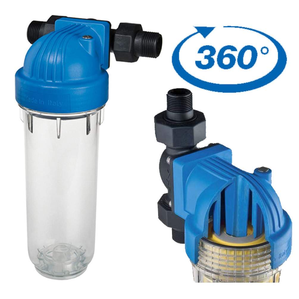 Single filter housing with a rotatable threaded connection head 
