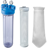 Hero M 20" water filter with pressure gauges + filter bag set 50 mcr