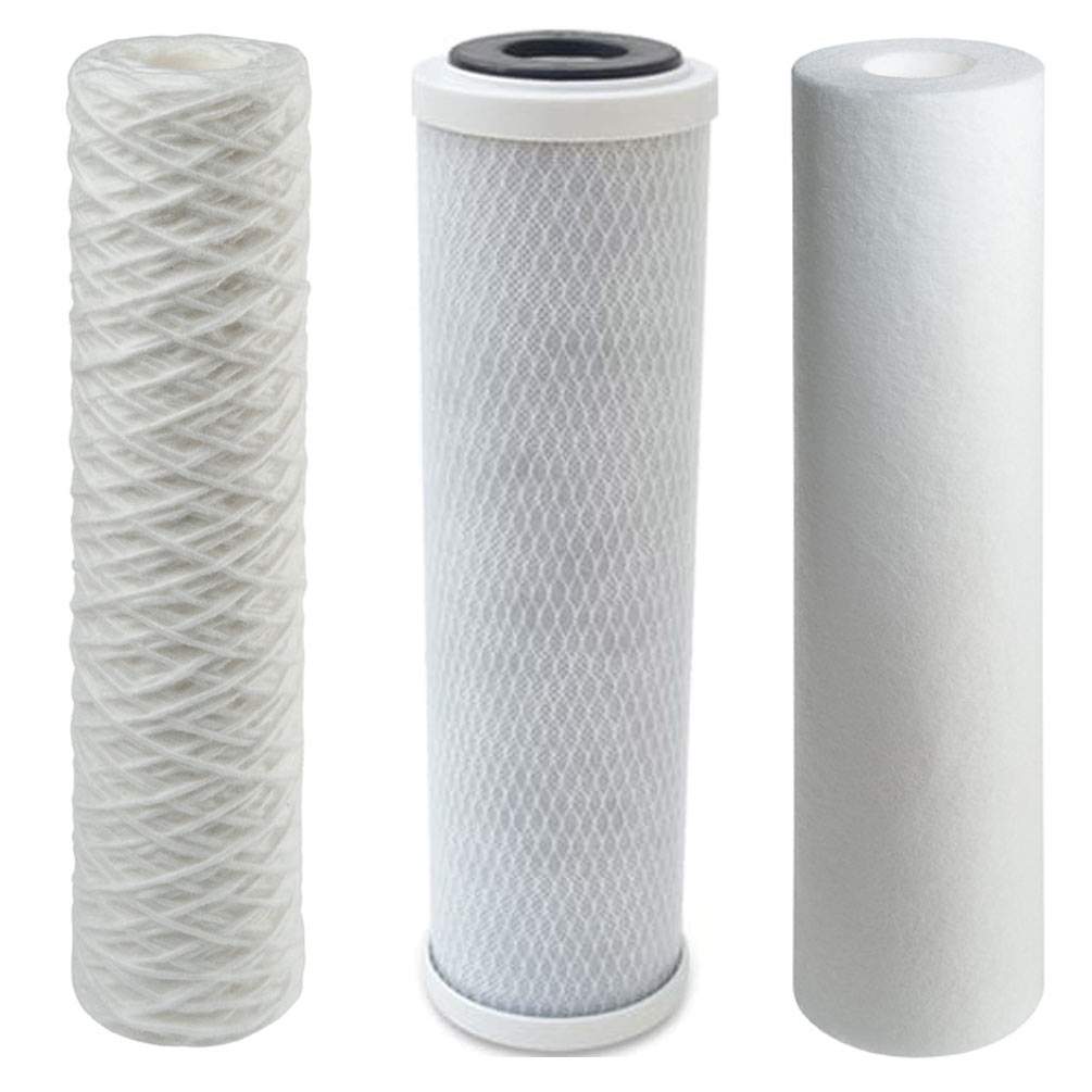 Lot de 3 filtres d’osmose 25-10-1 microns pour les 1re à 3e étapes d’osmose inverse