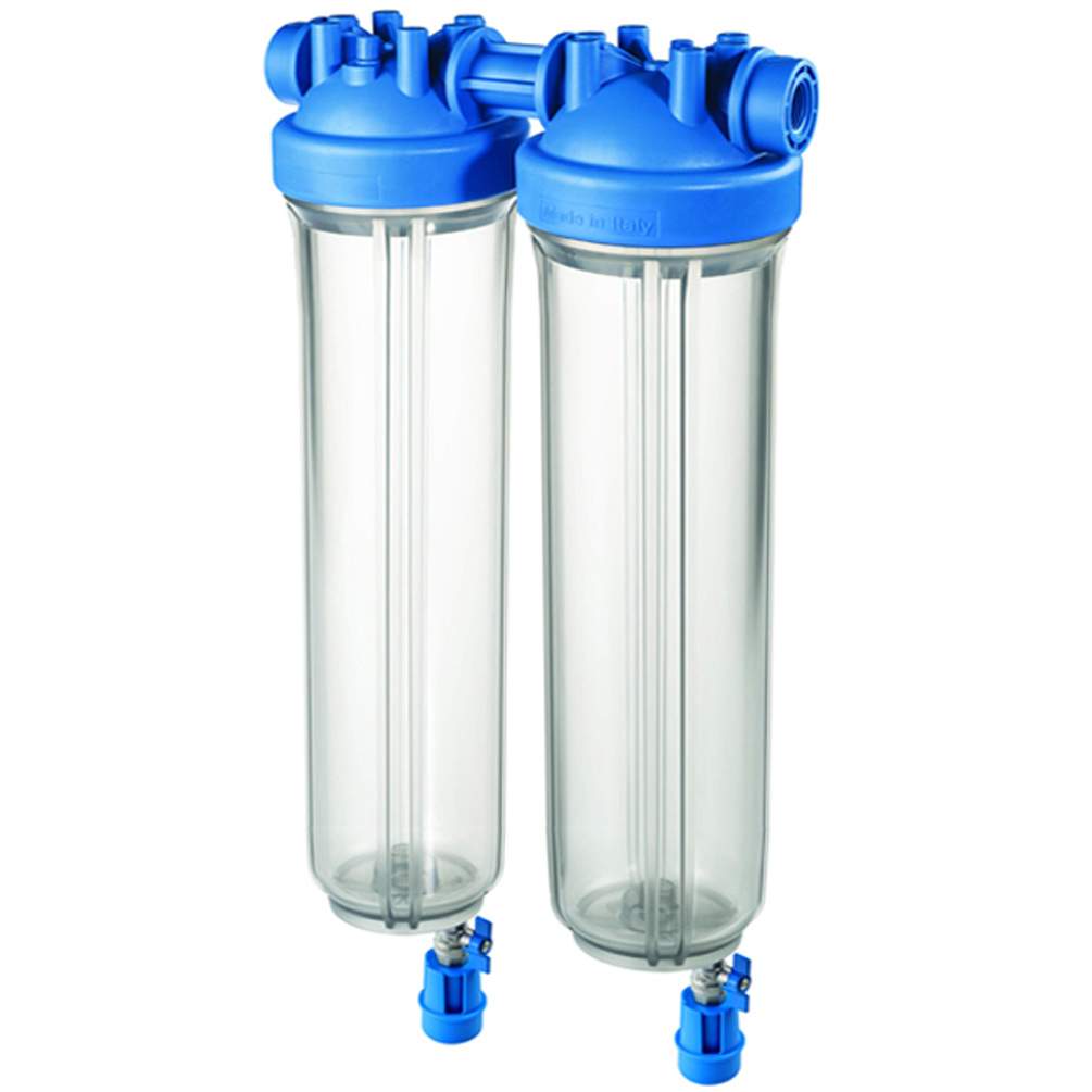 DP BIG S 20 DUO 1" IN TS high-performance dual filter housing with drain tap