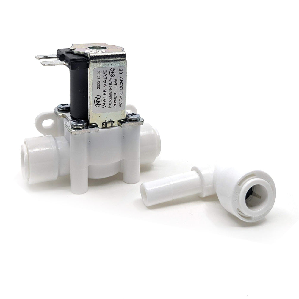 solenoid valve 3/8" 24V 4.8W - incl. 1x L-adapter 3/8" hose 3/8" barb
