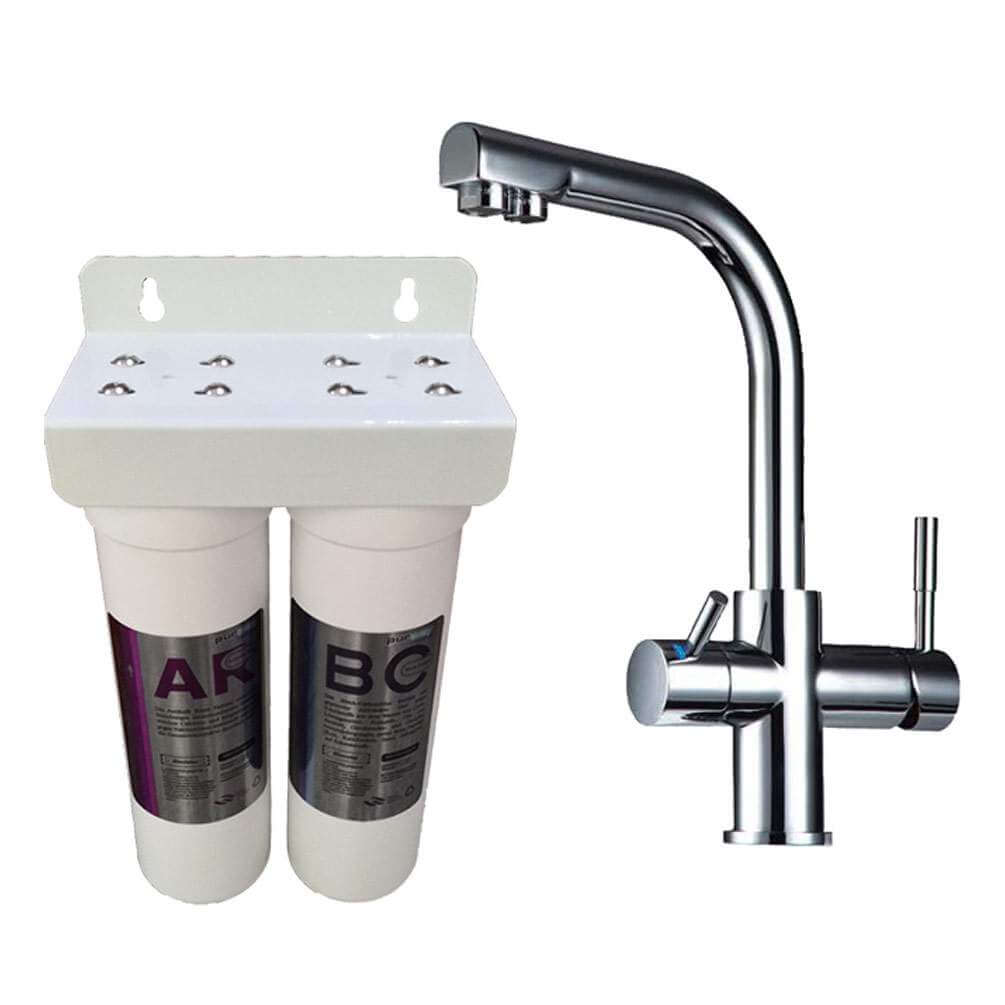 PUR Smart DUO Antikalk Set Wasserenthärtung Chlor + 3-Wege Wasserhahn DELTA - purway